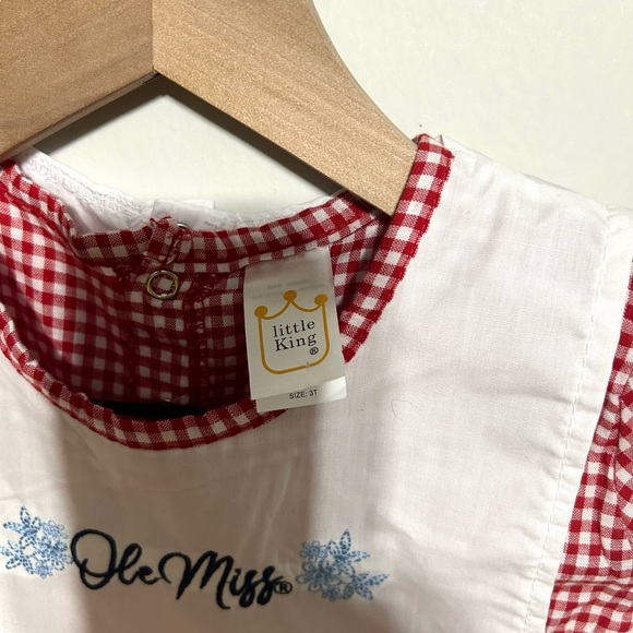 Little King Ole Miss Gingham Dress With Embroidered Smock Girls 3T - Picture 6 of 9